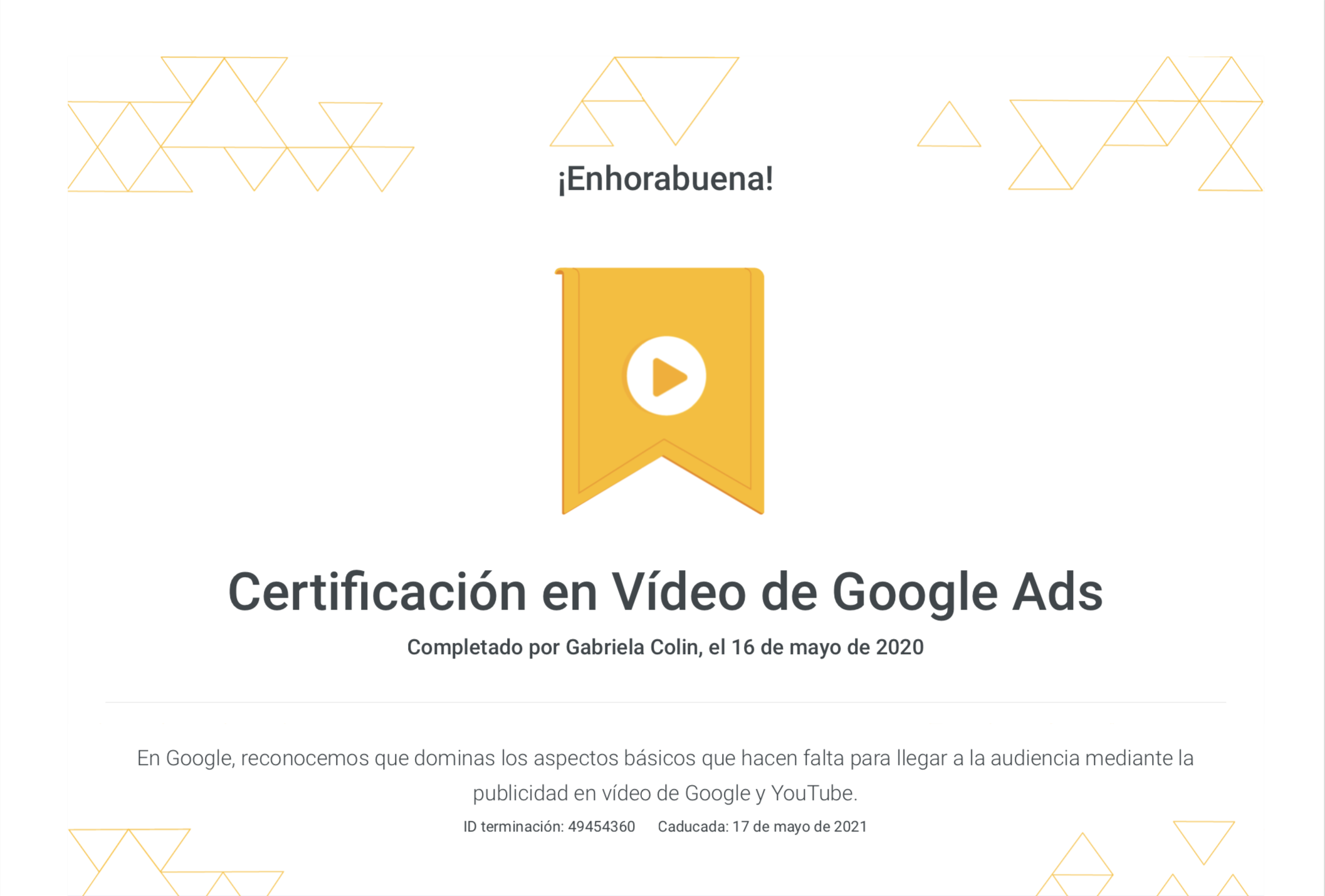 Certificación en Video de Google Ads